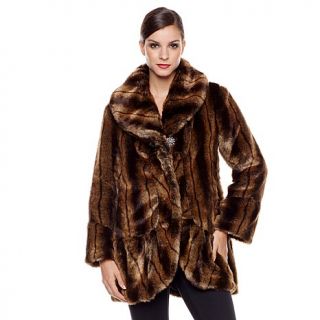 IMAN Platinum Pelted Mink Faux Fur Knockout Coat
