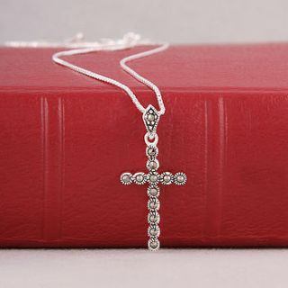 silver and marcasite cross necklace by baronessa