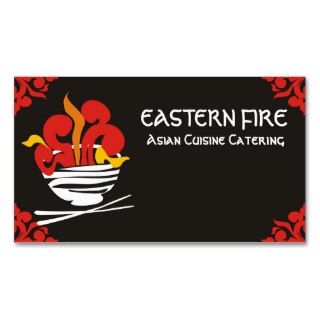 Asian fire bowl chopsticks chef catering biz cards business cards