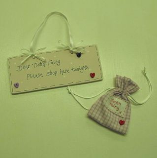 tooth fairy sign and bag by pippins gifts and home accessories