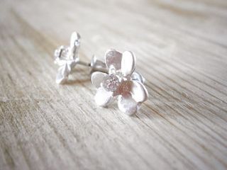 silver flower stud earrings by lily & joan