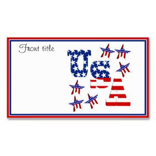 USA American Flag Text w/Red White & Blue Border Business Card