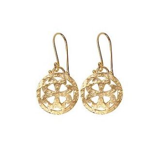 sterling silver gold plated cross earrings by decï