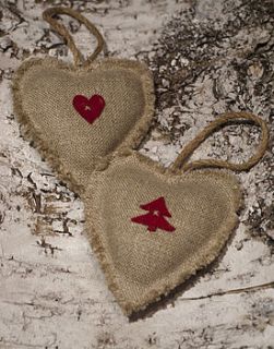 christmas linen heart decoration by belle & thistle