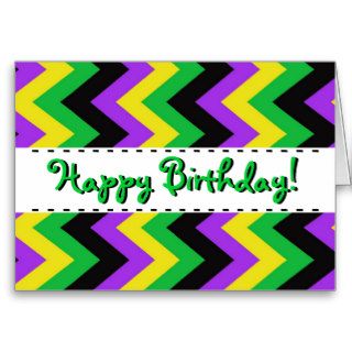 Happy Birthday Green and Colors Chevron Pattern Card