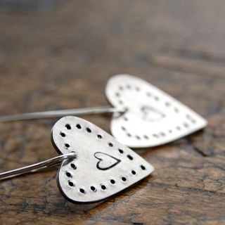 handmade heart sterling silver earrings by alison moore silver designs