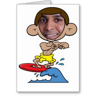 Cartoon Surfer Cut Out Face Template Card