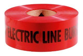 Empire Level 22 126 3 Inch by 1000 Feet Non Detectable Caution Electric Line Buried Below Flagging Tape, Red, 8 Pack   Tape Reels  