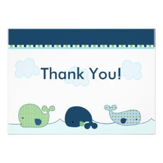 Little Whales Baby Shower Thank You Card Custom Announcement