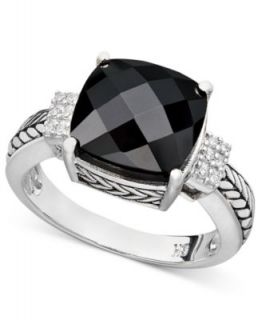 Sterling Silver Ring, Onyx (5 1/2 ct. t.w.) and Cubic Zirconia (2 3/4 ct. t.w.) Ring   Rings   Jewelry & Watches