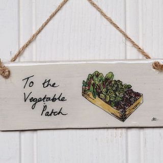 handmade 'to the vegetable patch' sign by alice shields ceramics