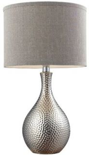Dimond Lighting HGTV124 HGTV Home Chrome Plated Table Lamp with Grey Nylon Shade and On/Off Socket Switc, Chrome Plated  