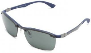 Ray Ban 0RB8312 124/71 Rimless Sunglasses,  Dark Carbon/Blue Rubber Frame/Green Lens,60 mm Ray Ban Clothing