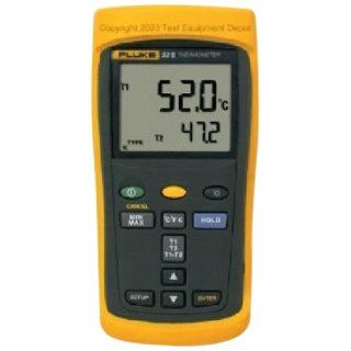 Fluke 52 2 60HZ Dual Input Digital Thermometer, 60Hz Noise Rejection, 0.05% + 0.3 Degrees C Accuracy,  418 to 2501 Degree F Temperature Range, 173mm Length x 86mm Width x 38mm Height Multimeters