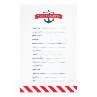 Ahoy Nautical Baby Shower Word Scramble Game Custom Flyer