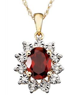 14k Gold Pendant, Garnet (1 1/2 ct. t.w.) and Diamond Accent   Necklaces   Jewelry & Watches