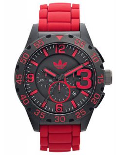 adidas Watch, Unisex Chronograph Red Silicone Strap 48mm ADH2793   Watches   Jewelry & Watches