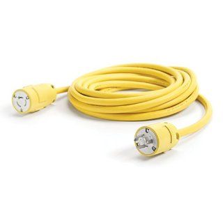 Woodhead 2848A123 Super Safeway Cordset, Industrial Duty, Locking Blade, 2 Poles, 3 Wires, NEMA L6 30 Configuration, 12 Gauge SOOW Cord, Rubber, Yellow, 30A Current, 250V Voltage, 25ft Cord Length Electric Plugs