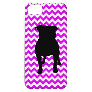 Perfectly Pink Chevron With Pug Silhouette iPhone 5C Cases
