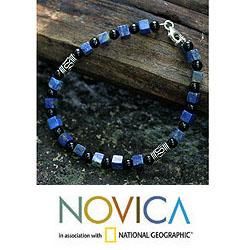 Sterling Silver 'Blue Night' Multi gemstone Bracelet (Thailand) Novica Bracelets