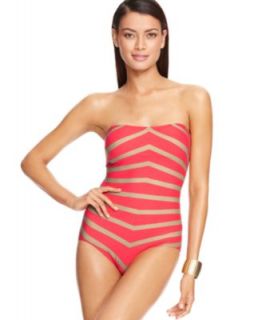 DKNY Animal Print Peplum One Piece Swimsuit   Swimwear   Women