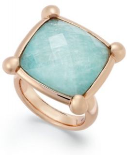 Bronzarte 18k Rose Gold over Bronze Ring, Blue Topaz Bezel Ring (4 1/3 ct. t.w.)   Rings   Jewelry & Watches