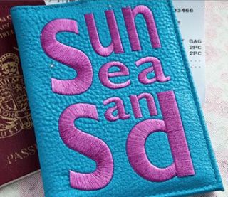 sun sea sand embroidered luggage tag by the letteroom