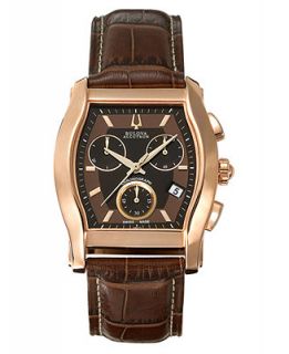 Bulova Accutron Watch, Mens Swiss Chronograph Stratford Brown Croc Embossed Leather Strap 64B112   Watches   Jewelry & Watches