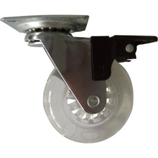 Clear Light-Duty Nonmarking Skate Wheel Caster — 3in. Swivel Plate with Brake, Model# 50500021  Up to 299 Lbs.