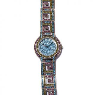 Heidi Daus Greek Key Crystal Link Bracelet Watch