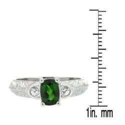 D'sire 10k White Gold Chrome Diopside and White Sapphires Ring D'sire Gemstone Rings