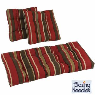 Blazing Needles Set of 3 All weather UV resistant Squared Outdoor Settee Group Cushions Blazing Needles Outdoor Cushions & Pillows