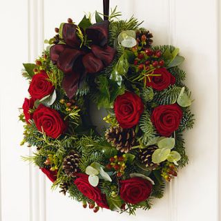 roses and herbs wreath by the flower room