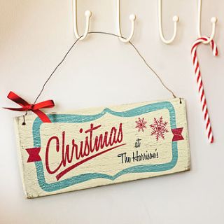 personalised vintage style christmas sign by delightful living