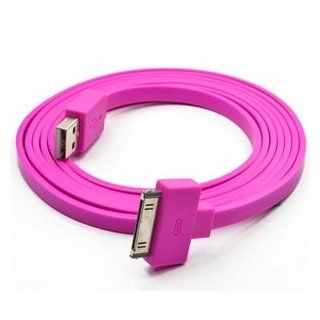 Bluecell Slim Flat 6FT feet USB Data/Sync Cable for Apple iPhone 4 4S 3GS iPod Touch New iPad  (Hot Pink) Cell Phones & Accessories