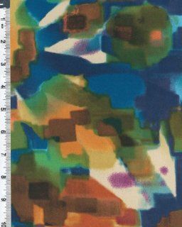 Stretch Poly Jersey Knit Gemstone Abstract Print Fabric By The Yard, Blue Copper