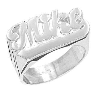 SNS117 Personalized Sterling Silver Large Script Letter Name Ring Jewelry