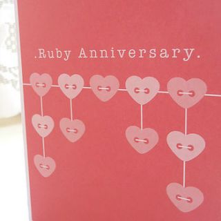 ruby wedding anniversary card by ello design