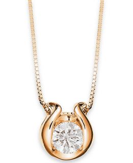 Sirena 14k Gold Necklace, Bezel Set Diamond Accent Pendant   Necklaces   Jewelry & Watches