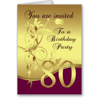 80th Birthday Party Invitation Cards