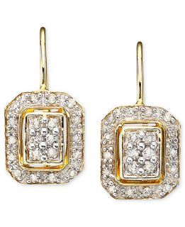 Diamond Earrings, 14k Gold Square Diamond (1/4 ct. t.w.)   Earrings   Jewelry & Watches