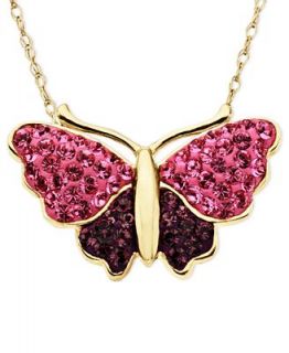 Kaleidoscope 18k Gold over Sterling Silver Necklace, Purple Crystal Butterfly Pendant with Swarovski Elements   Necklaces   Jewelry & Watches