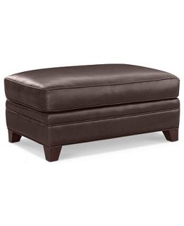 Clyde Leather Ottoman, 40W x 26D x 17H   Furniture