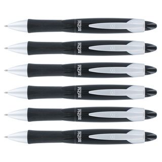 Papermate PhD Ultra Black Retractable Medium Point Ball Point Pens (Pack of 6) Paper Mate Black