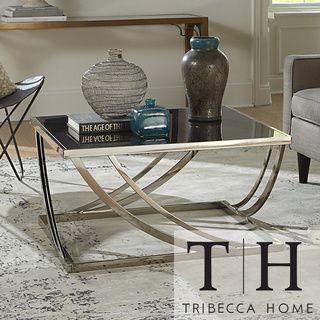 Tribecca Home Anson Steel Brushed Arch Curved Sculptural Modern Coffee Table Tribecca Home Coffee, Sofa & End Tables