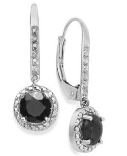 10k White Gold Earrings, Sapphire (1 1/4 ct. t.w.) and Diamond Accent Leverback Earrings   Earrings   Jewelry & Watches