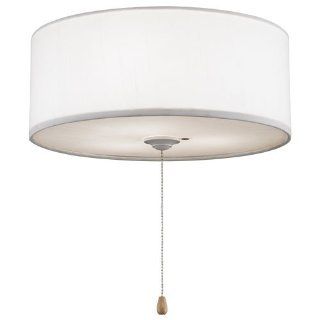 Fanimation LK113WH 3 Light Halogen Light Kit with Fabric Drum Shade, White   Drum Shade Light For Ceiling Fans  