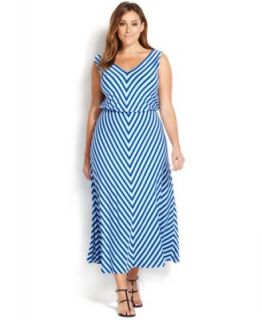 Calvin Klein Plus Size Sleeveless Striped Keyhole Maxi Dress   Dresses   Plus Sizes