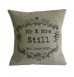 vintage style 'mr and mrs' cushion cover by vintage designs reborn