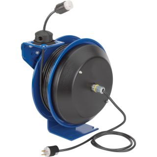 Coxreels PC Series Power Cord Reel with Fluorescent Angle Light — 50 Ft., Model# PC13-5016-D  Cord Reels